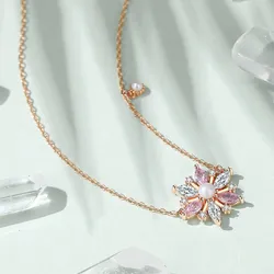 Dây Chuyền Nữ Lili Jewelry Đính Đá CZ Bông Tuyết Gemma LILI_091975 Màu Vàng Hồng