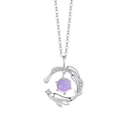 Dây Chuyền Nữ Lili Jewelry Đính Đá CZ Cá Voi Và Biển Stormi LILI_098405 Màu Tím