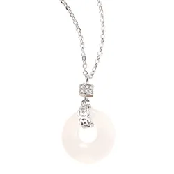 Dây Chuyền Nữ Lili Jewelry Đính Đá CZ, Chalcedony Hình Kim Tiền, Đồng Điếu LILI_832198 Màu Bạc