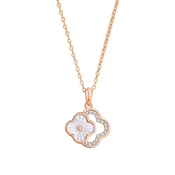 Dây Chuyền Nữ Lili Jewelry Đính Đá CZ Cỏ 4 Lá Eden LILI_125958 Màu Vàng Hồng