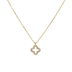 Dây Chuyền Nữ Lili Jewelry Đính Đá CZ Cỏ 4 Lá LILI_428761 Màu Vàng