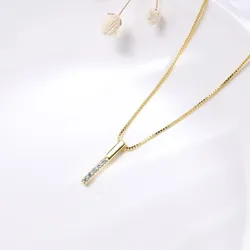 Dây Chuyền Nữ Lili Jewelry Đính Đá CZ Dạng Mảnh Nhỏ Hình Thanh Thẳng Basic LILI_053967 Màu Vàng