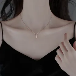 Dây Chuyền Nữ Lili Jewelry Đính Đá CZ Dạng Mảnh Nhỏ Hình Thanh Thẳng Basic LILI_053967 Màu Vàng Hồng
