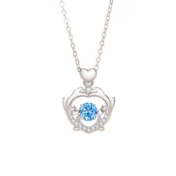 Dây Chuyền Nữ Lili Jewelry Đính Đá CZ Gạc Nai Tình Yêu Clover LILI_097713 Màu Xanh Bạc