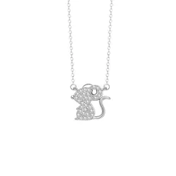 Dây Chuyền Nữ Lili Jewelry Đính Đá CZ Hình 12 Con Giáp Elsie LILI_159835 (Tý) Màu Bạc
