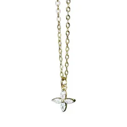 Dây Chuyền Nữ Lili Jewelry Đính Đá CZ Hình 4 Cánh Hoa Andrea LILI_131109 Màu Vàng Gold