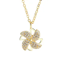 Dây Chuyền Nữ Lili Jewelry Đính Đá CZ Hình Cây Chong Chóng LILI_876778 Màu Vàng Gold