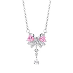 Dây Chuyền Nữ Lili Jewelry Đính Đá CZ Hình Chiếc Nơ Maria LILI_125735 Màu Bạc/Hồng