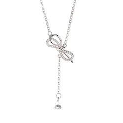 Dây Chuyền Nữ Lili Jewelry Đính Đá CZ Hình Chiếc Nơ Xinh Xắn LILI_053987 Màu Bạc