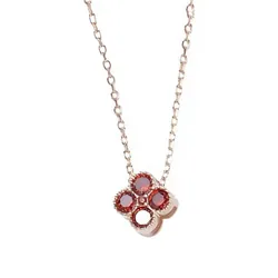 Dây Chuyền Nữ Lili Jewelry Đính Đá CZ Hình Cỏ 4 Lá Đa Sắc Lea LILI_097910 Màu Đỏ