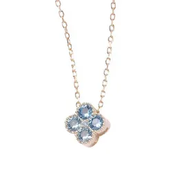 Dây Chuyền Nữ Lili Jewelry Đính Đá CZ Hình Cỏ 4 Lá Đa Sắc Lea LILI_097910 Màu Xanh Dương