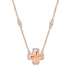 Dây Chuyền Nữ Lili Jewelry Đính Đá CZ Hình Cỏ 4 Lá Xoay Tròn Daisy LILI_126016 Màu Vàng Hồng