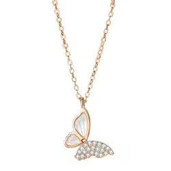 Dây Chuyền Nữ Lili Jewelry Đính Đá CZ Hình Con Bướm LILI_365268 Màu Vàng Hồng