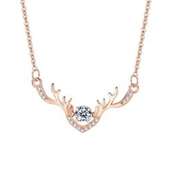Dây Chuyền Nữ Lili Jewelry Đính Đá CZ Hình Gạc Nai Nancy LILI_071598 Màu Vàng Hồng