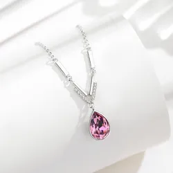 Dây Chuyền Nữ Lili Jewelry Đính Đá CZ Hình Giọt Nước Amanda LILI_676715 Màu Hồng