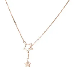 Dây Chuyền Nữ Lili Jewelry Đính Đá CZ Hình Ngôi Sao 5 Cánh Aleah LILI_097359 Màu Vàng Hồng