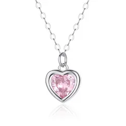 Dây Chuyền Nữ Lili Jewelry Đính Đá CZ Hình Trái Tim My Love LILI_105802 Màu Hồng Bạc