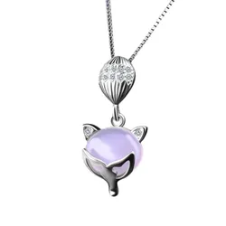 Dây Chuyền Nữ Lili Jewelry Đính Đá CZ Hồ Ly Phong Thủy LILI_658125 Màu Hồng Tím