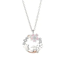 Dây Chuyền Nữ Lili Jewelry Đính Đá CZ Hoa Anh Đào Trong Gió Monica LILI_105615 Màu Bạc