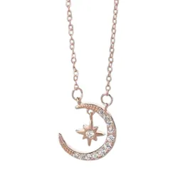 Dây Chuyền Nữ Lili Jewelry Đính Đá CZ Mặt Trăng Sao Jade Rabbit LILI_144186 Màu Vàng Hồng