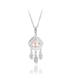 Dây Chuyền Nữ Lili Jewelry Đính Đá CZ, Ngọc Trai Dream Catcher LILI_098866 Màu Vàng Hồng-Bạc