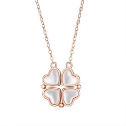 Dây Chuyền Nữ Lili Jewelry Đính Đá CZ Trái Tim Cỏ 4 Lá Lilah LILI_131282 Màu Vàng Hồng