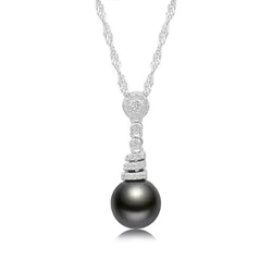 Dây Chuyền Nữ Lili Jewelry Đính Đá CZ, Ngọc Trai Karter LILI_098928 Màu Đen Bạc