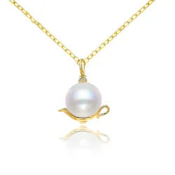Dây Chuyền Nữ Lili Jewelry Đính Đá CZ, Ngọc Trai Thần Đèn Luisa LILI_098877 Màu Vàng