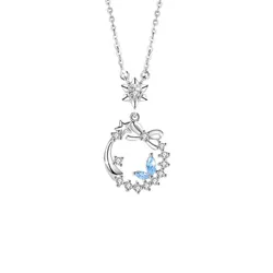 Dây Chuyền Nữ Lili Jewelry Đính Đá CZ Ngôi Sao Băng Jada LILI_098696 Màu Xanh Bạc