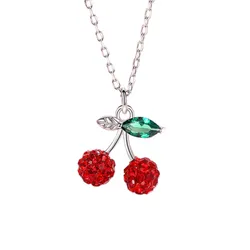 Dây Chuyền Nữ Lili Jewelry Đính Đá CZ Quả Anh Đào Cherry LILI_097635 Màu Đỏ Bạc