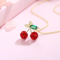 Dây Chuyền Nữ Lili Jewelry Đính Đá CZ Quả Anh Đào Cherry LILI_097635 Màu Đỏ Vàng