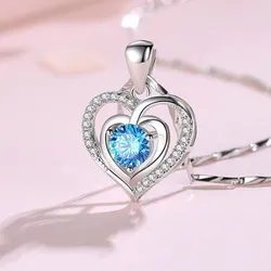 Dây Chuyền Nữ Lili Jewelry Đính Đá CZ Trái Tim Cách Điệu LILI_382124 Màu Xanh Dương