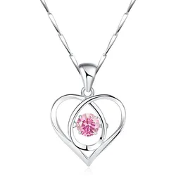 Dây Chuyền Nữ Lili Jewelry Đính Đá CZ Trái Tim Cách Điệu LILI_841379 Màu Bạc/Hồng