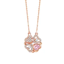 Dây Chuyền Nữ Lili Jewelry Đính Đá CZ Trái Tim Cỏ 4 Lá Elliot LILI_098212 Màu Vàng Hồng