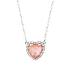 Dây Chuyền Nữ Lili Jewelry Đính Đá CZ Trái Tim Màu Hồng Amalia LILI_073833 Màu Bạc/Hồng