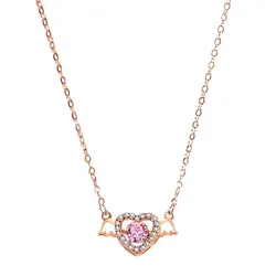 Dây Chuyền Nữ Lili Jewelry Đính Đá CZ Trái Tim Thiên Thần Valerie LILI_092763 Màu Vàng Hồng
