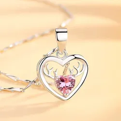 Dây Chuyền Nữ Lili Jewelry Đính Đá CZ Trái Tim Tuần Lộc LILI_898813 Màu Hồng