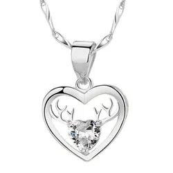 Dây Chuyền Nữ Lili Jewelry Đính Đá CZ Trái Tim Tuần Lộc LILI_898813 Màu Trắng