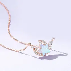 Dây Chuyền Nữ Lili Jewelry Đính Đá CZ Trăng Và Sao Kori LILI_105606 Màu Vàng Hồng