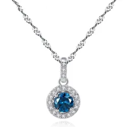 Dây Chuyền Nữ Lili Jewelry Đính Đá CZ Tròn Jenesis LILI_098062 Màu Xanh Dương