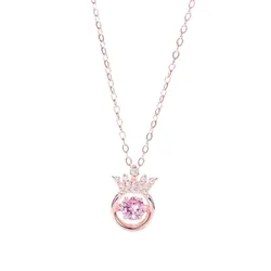 Dây Chuyền Nữ Lili Jewelry Đính Đá CZ Tròn Vương Miện LILI_748661 Màu Vàng Hồng
