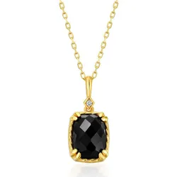 Dây Chuyền Nữ Lili Jewelry Đính Đá Mã Não Mặt Vuông LILI_251787 Màu Vàng Gold/Đen