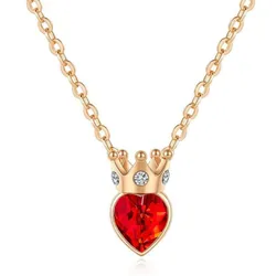 Dây Chuyền Nữ Lili Jewelry Đính Đá Pha Lê Swarovski Trái Tim Vương Miện LILI_965959 Màu Đỏ Vàng