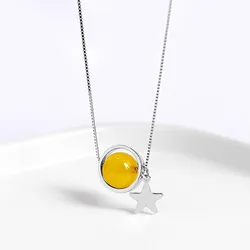 Dây Chuyền Nữ Lili Jewelry Đính Đá Phong Thủy Tự Nhiên Ember LILI_159900 (Thạch Anh Vàng) Màu Vàng Bạc