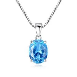 Dây Chuyền Nữ Lili Jewelry Đính Đá Topaz Wrenlee LILI_098093 Màu Xanh Bạc