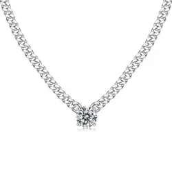 Dây Chuyền Nữ Lili Jewelry Đính Kim Cương Moissanite 1 Hột Bevis LILI_053795 Màu Bạc