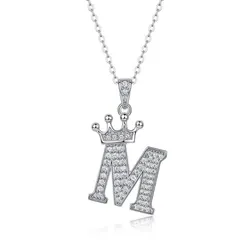 Dây Chuyền Nữ Lili Jewelry Đính Kim Cương Moissanite Hình Chữ M Valerie LILI_159721 Màu Vàng Trắng