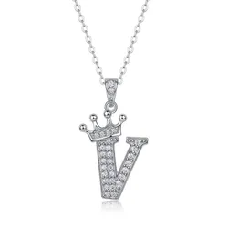 Dây Chuyền Nữ Lili Jewelry Đính Kim Cương Moissanite Hình Chữ V Valerie LILI_159721 Màu Vàng Trắng