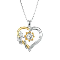 Dây Chuyền Nữ Lili Jewelry Đính Kim Cương Moissanite Hoa Tình Yêu Lea LILI_105903 Màu Vàng Bạc