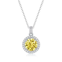 Dây Chuyền Nữ Lili Jewelry Đính Kim Cương Moissanite Tròn Theophilus LILI_596547 Màu Vàng Bạc Size 1 Carat